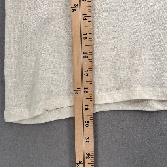 ENZA COSTA Linen Knit Tee Womens Medium Cream Loose Slouchy Relaxed Crew Top - Picture 13 of 13